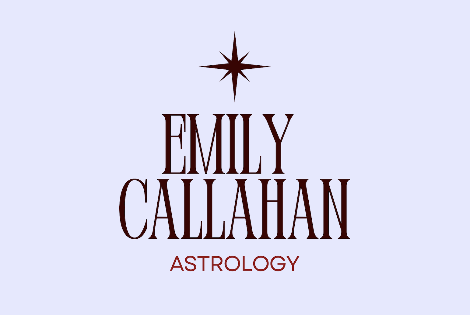 Book cover for Emily Callahan's astrology, featuring a star graphic at the top and the title in large font.