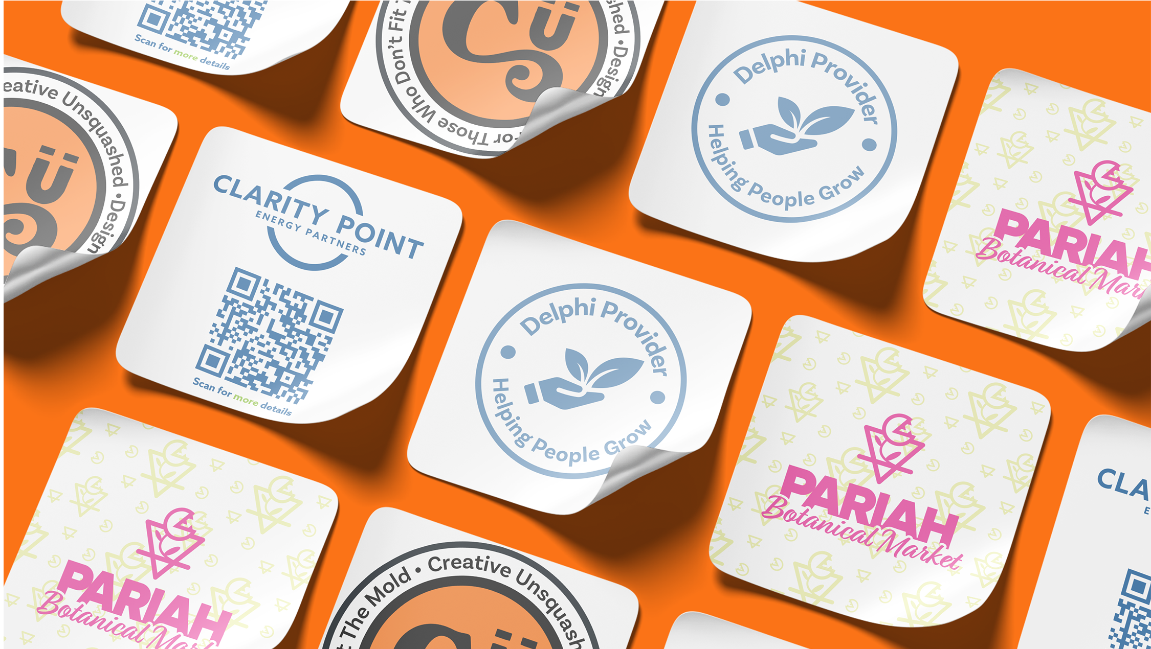 Square Stickera of Creative Unsquashed and branding projects