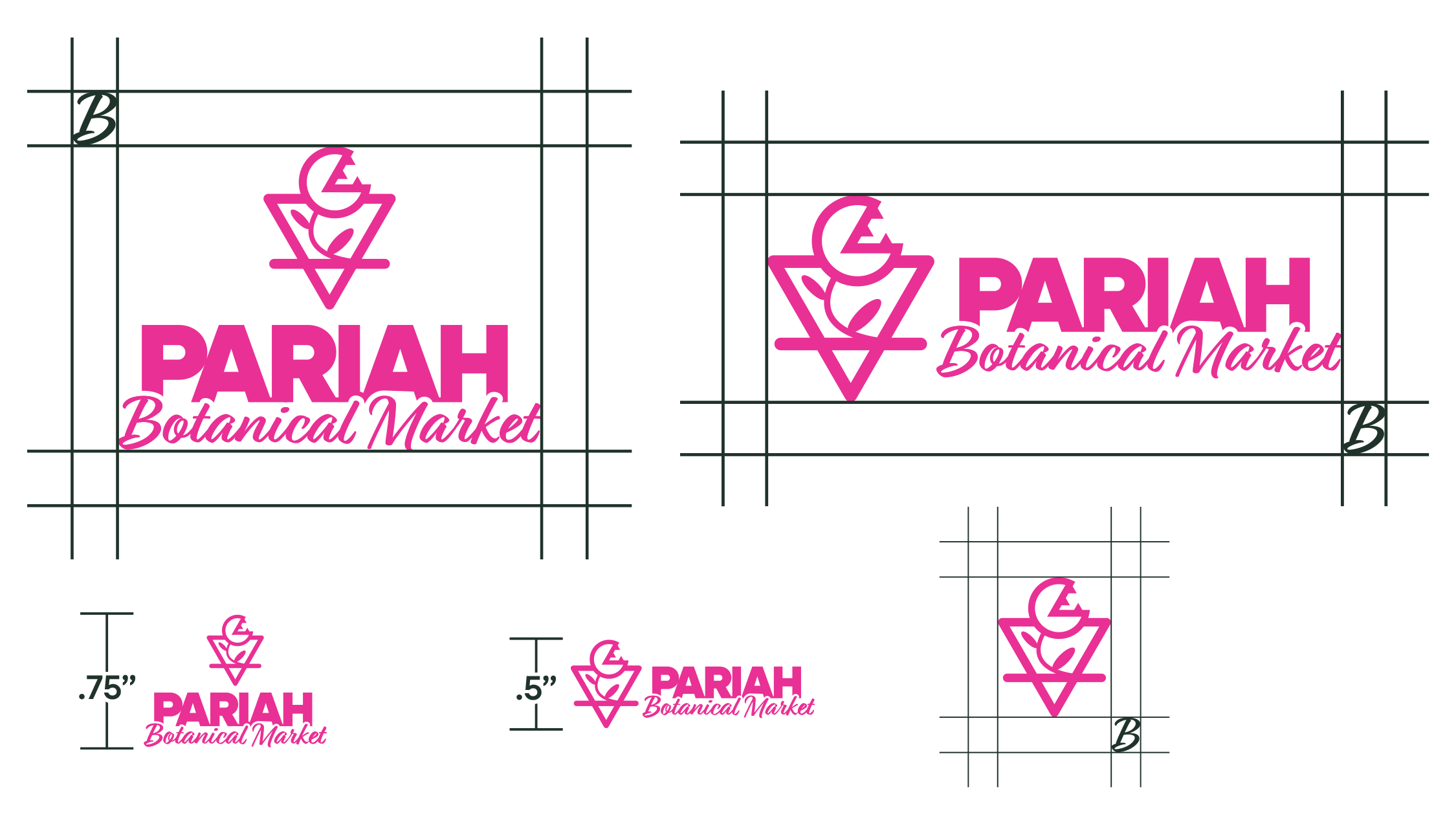 Logo variations with clearspace for Pariah