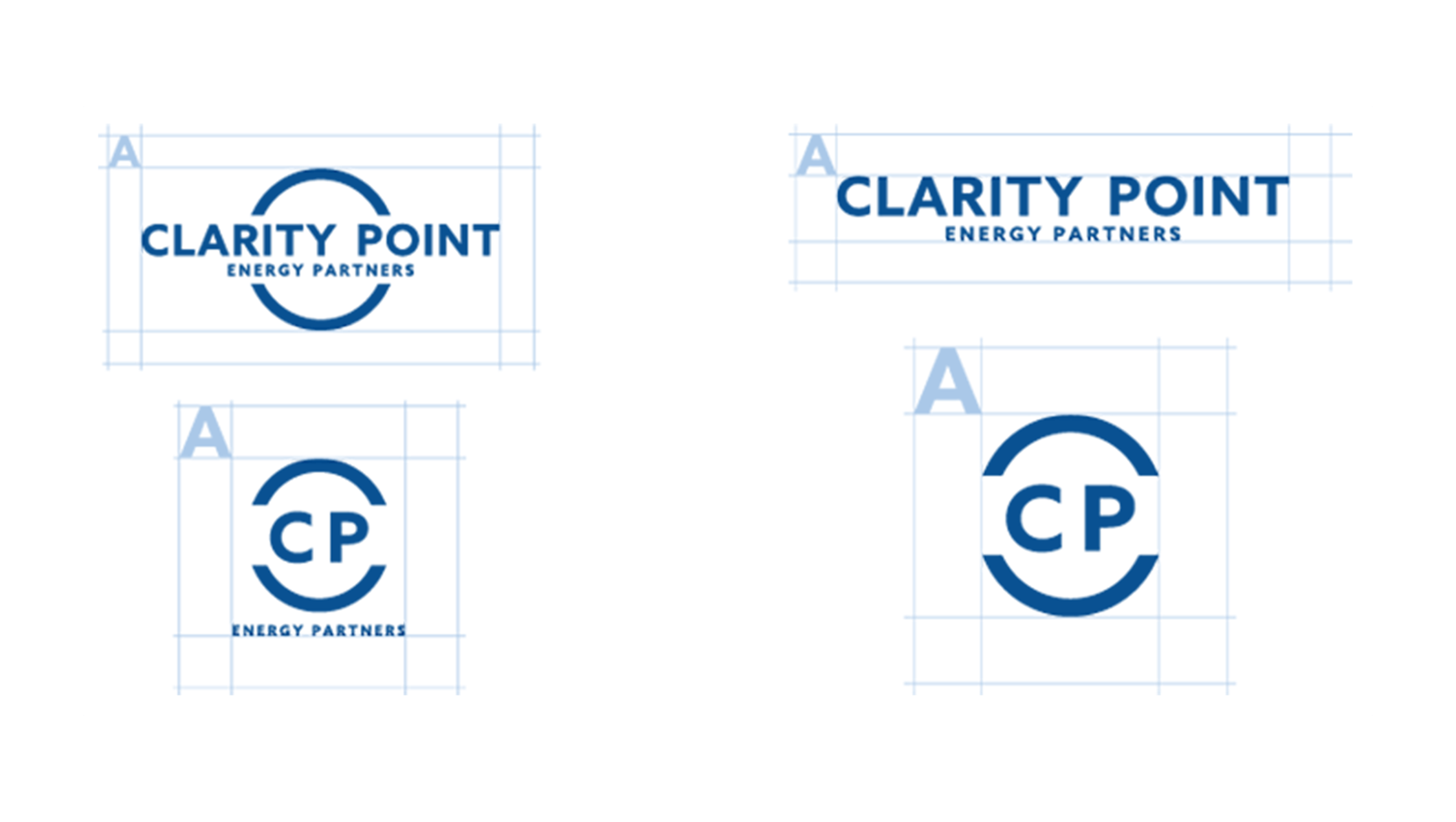Logo variations for Clarity Point along with clearspace requirements