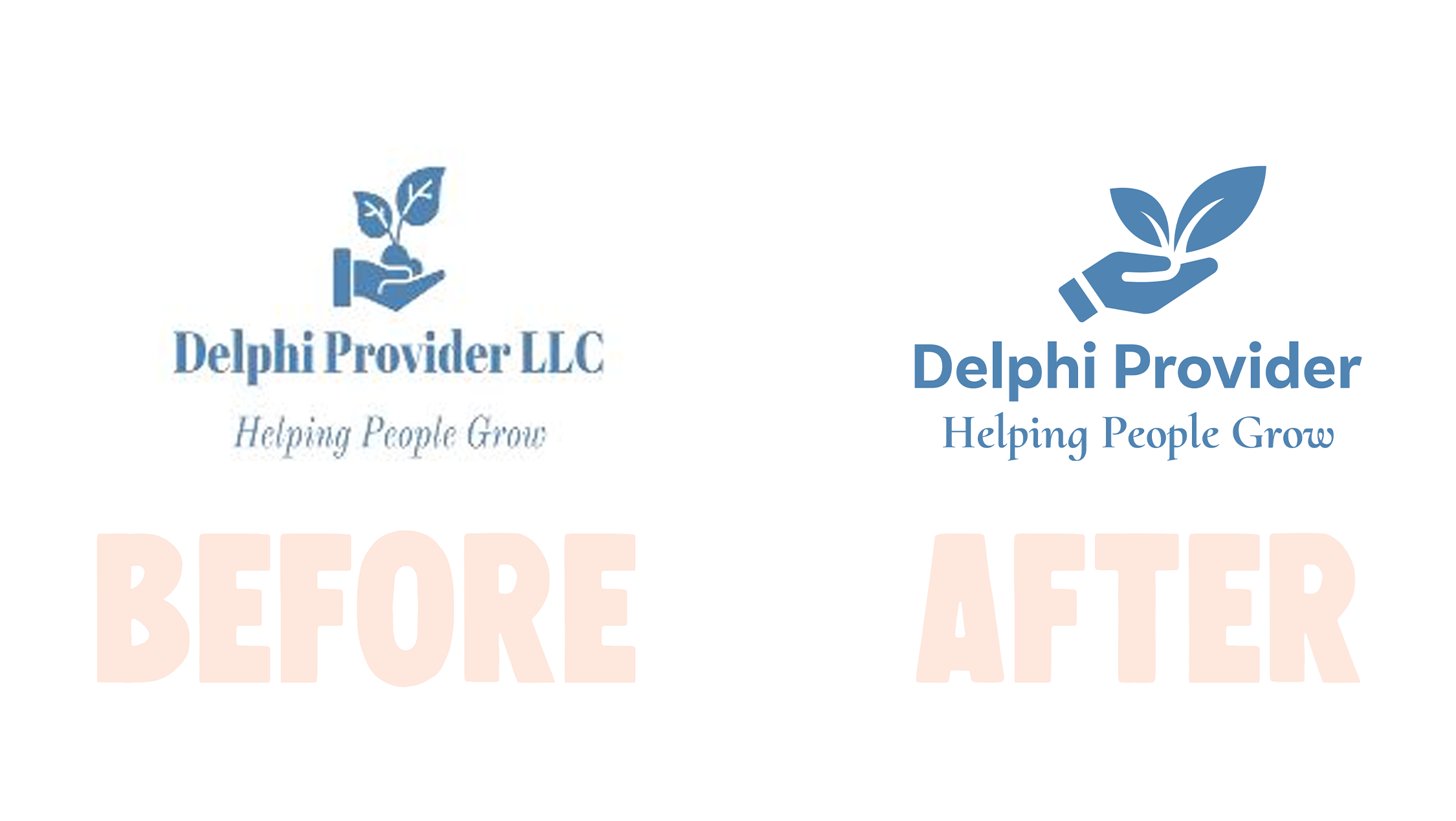Side by side before and after of the Delphi Provider Logo