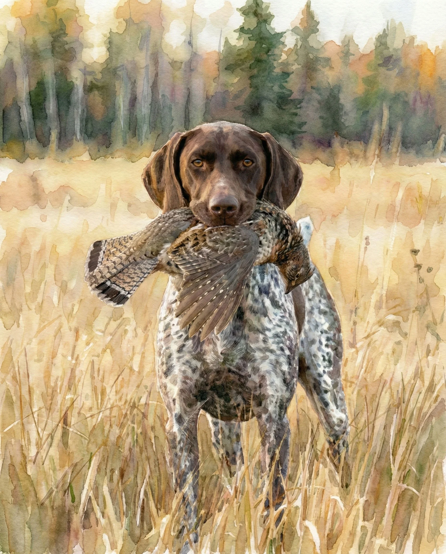 Watercolor-German-Shorthaired-Pointer-Holding-Grouse.jpg