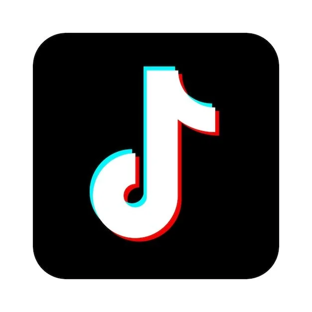 TikTok app logo with black background and multicolored musical note icon.