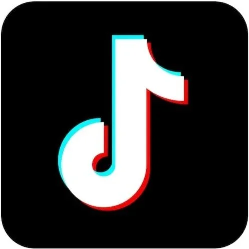 TikTok logo with a black background and a stylized musical note icon.