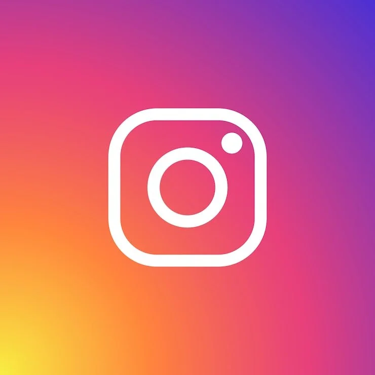 Instagram app logo on a colorful gradient background.