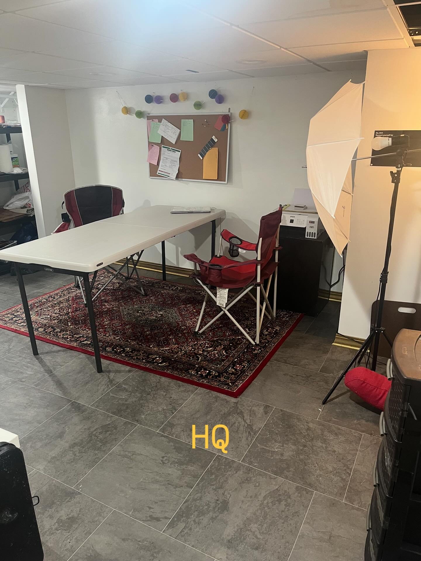 Baby&rsquo;s first office! We have some modest work coming up and we had to put together a for realsies office! Courtesy of my basement! Isnt it magnificent? :) #tour #officetour