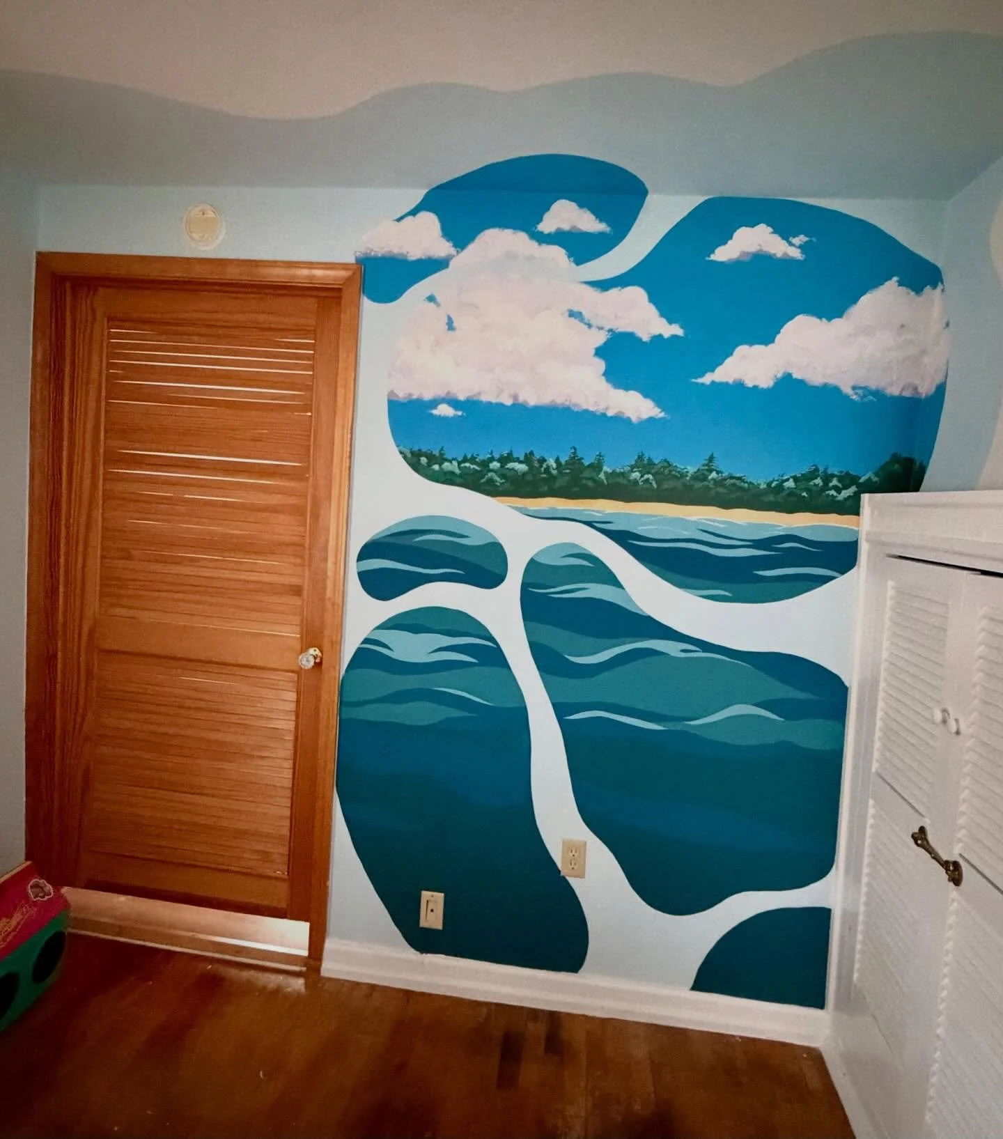 Another fine mural done for an amazing client Amanda F! I ADORED doing this one and I think I'm gonna call these "goop-scapes". 

I think this was such a high impact use for a small space-- the second floor landing in Amanda's house-- that 