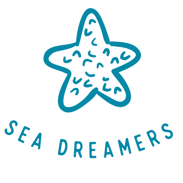 A blue starfish with the words "SEA DREAMERS" written underneath in curved capital letters.
