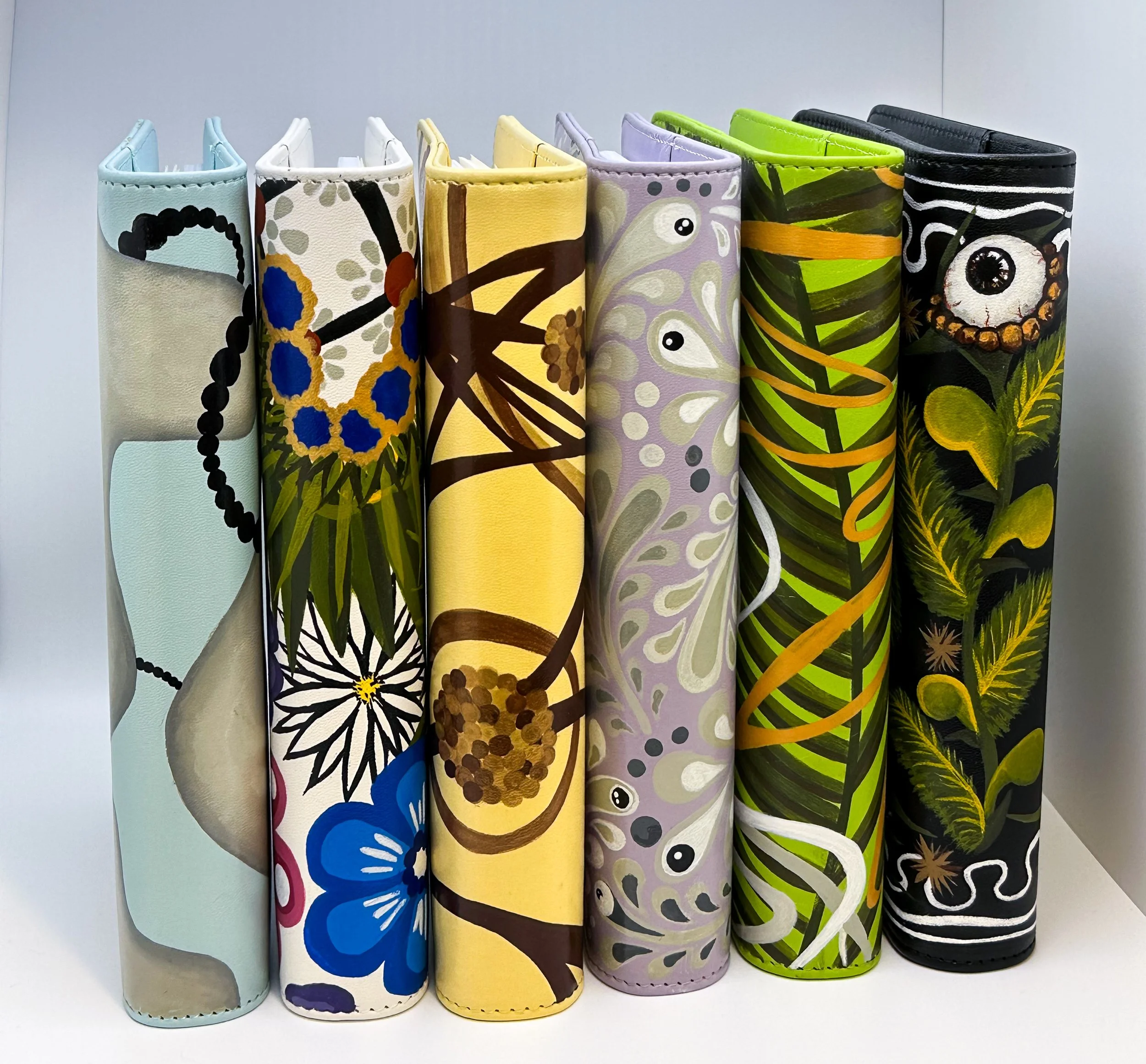 set of six hand-painted binder notebooks