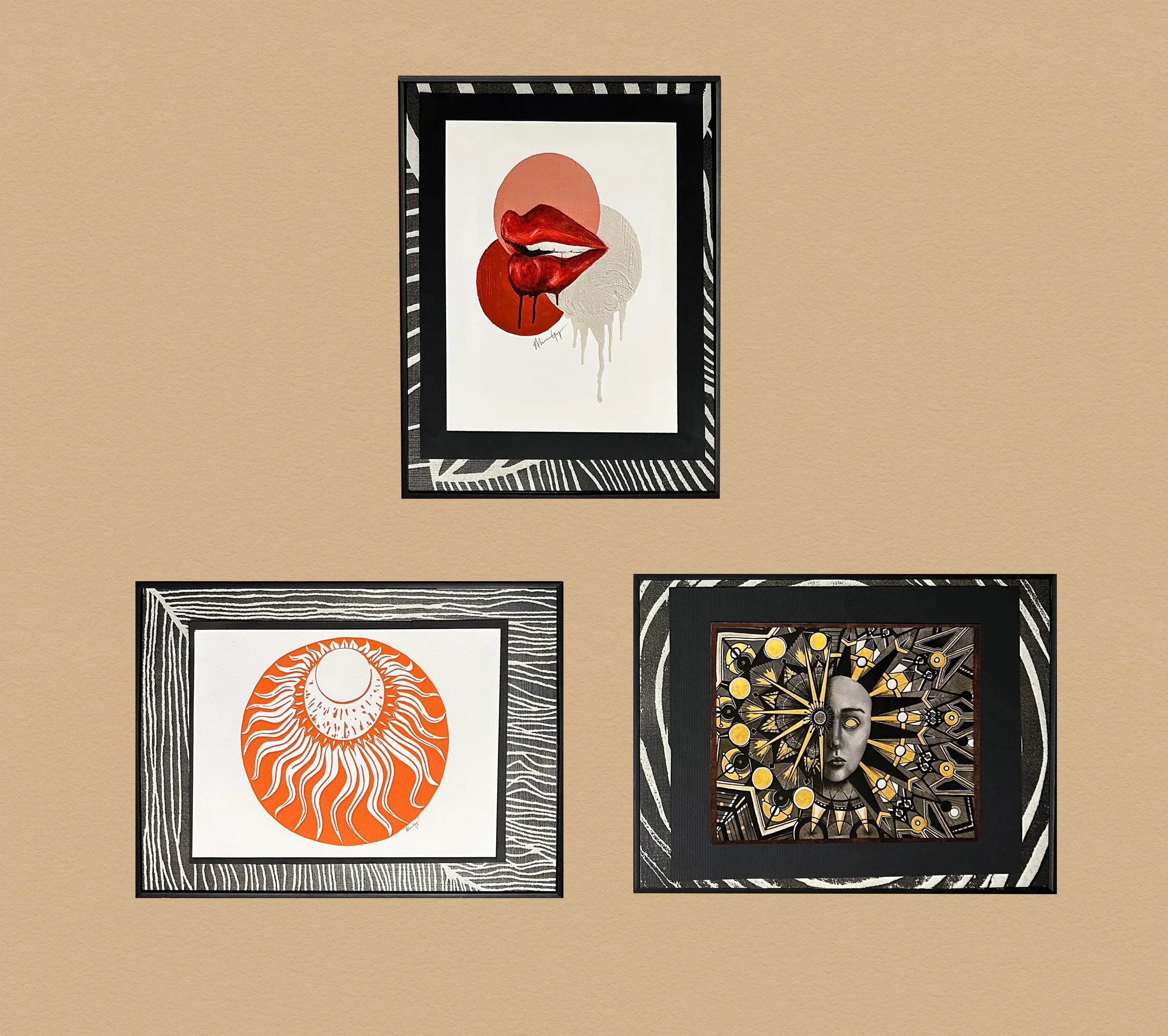 Group of mounted prints