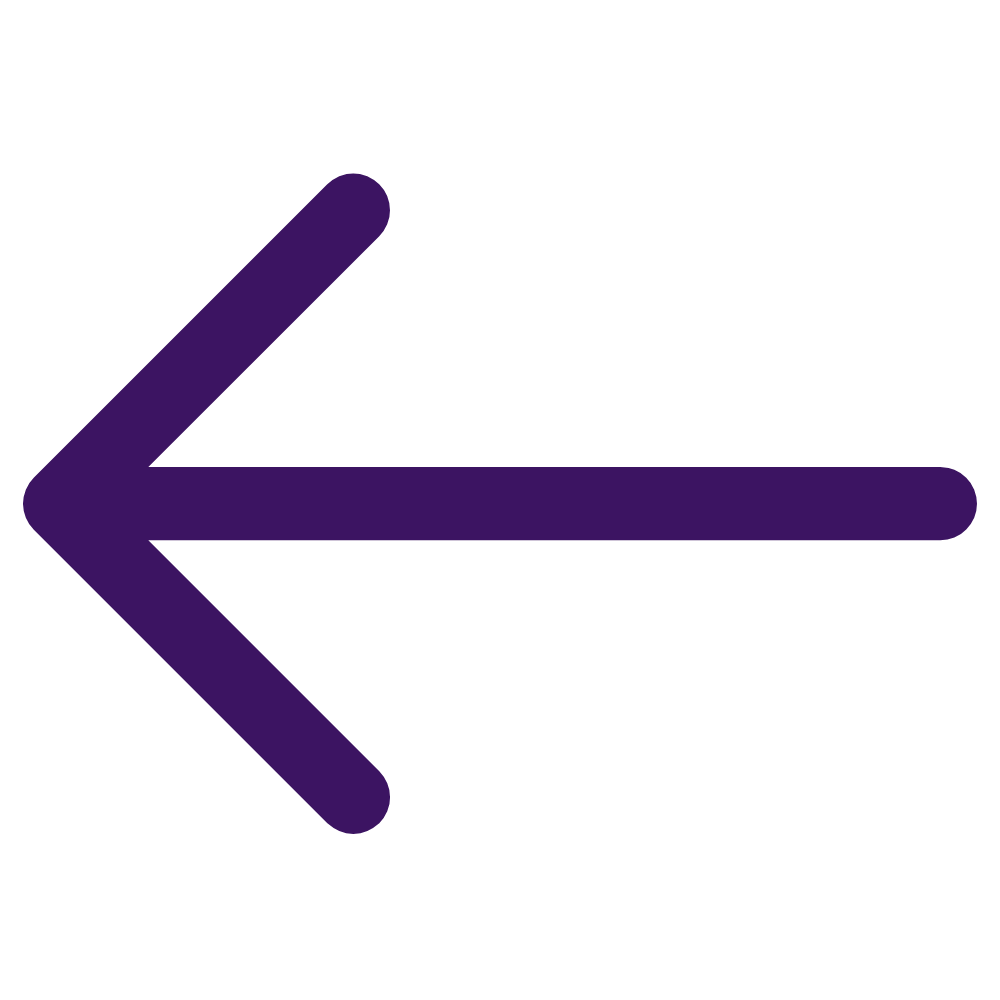A large purple left arrow pointing left on a black background.