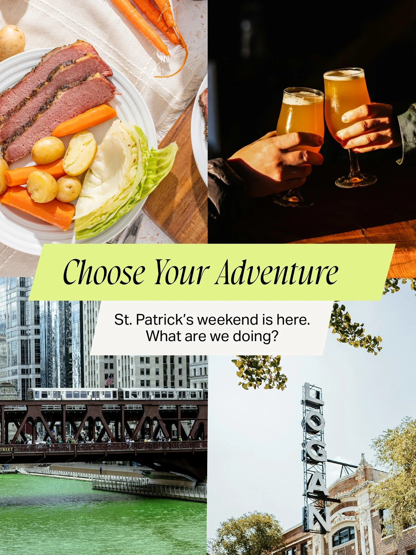 ✨ Chicago! It&rsquo;s St. Patrick&rsquo;s Weekend. What&rsquo;s the move? ✨⁠
⁠
☘️ 7AM River Ritual: 📍Upper Wacker &amp; Michigan Ave Bridge⁠
⁠
🍺 Claiming a Pub Booth: 📍The Kerryman | 📍Chief O'Neill's Pub⁠

💚 Avoiding Downtown Entirely: 📍Longman