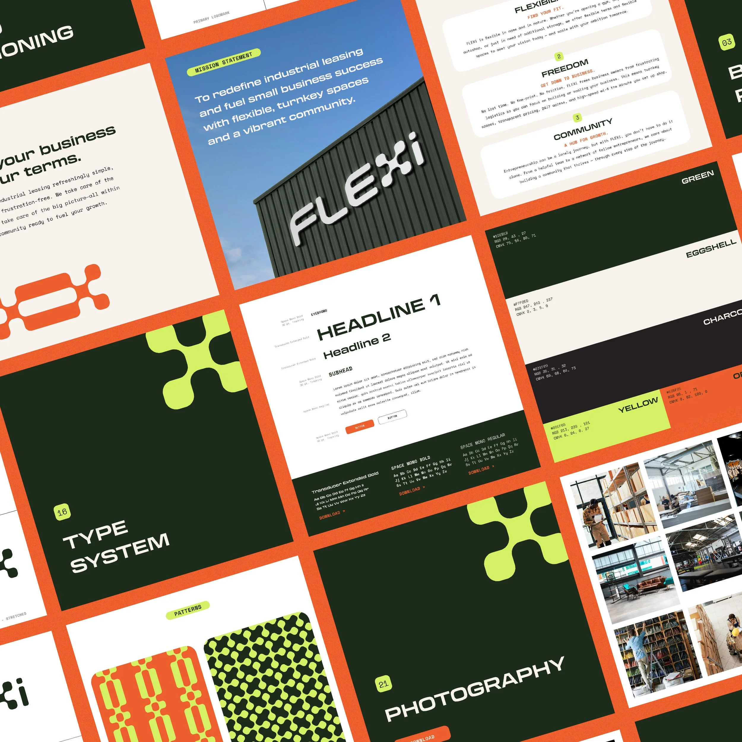 FLEXi brand guidelines collage
