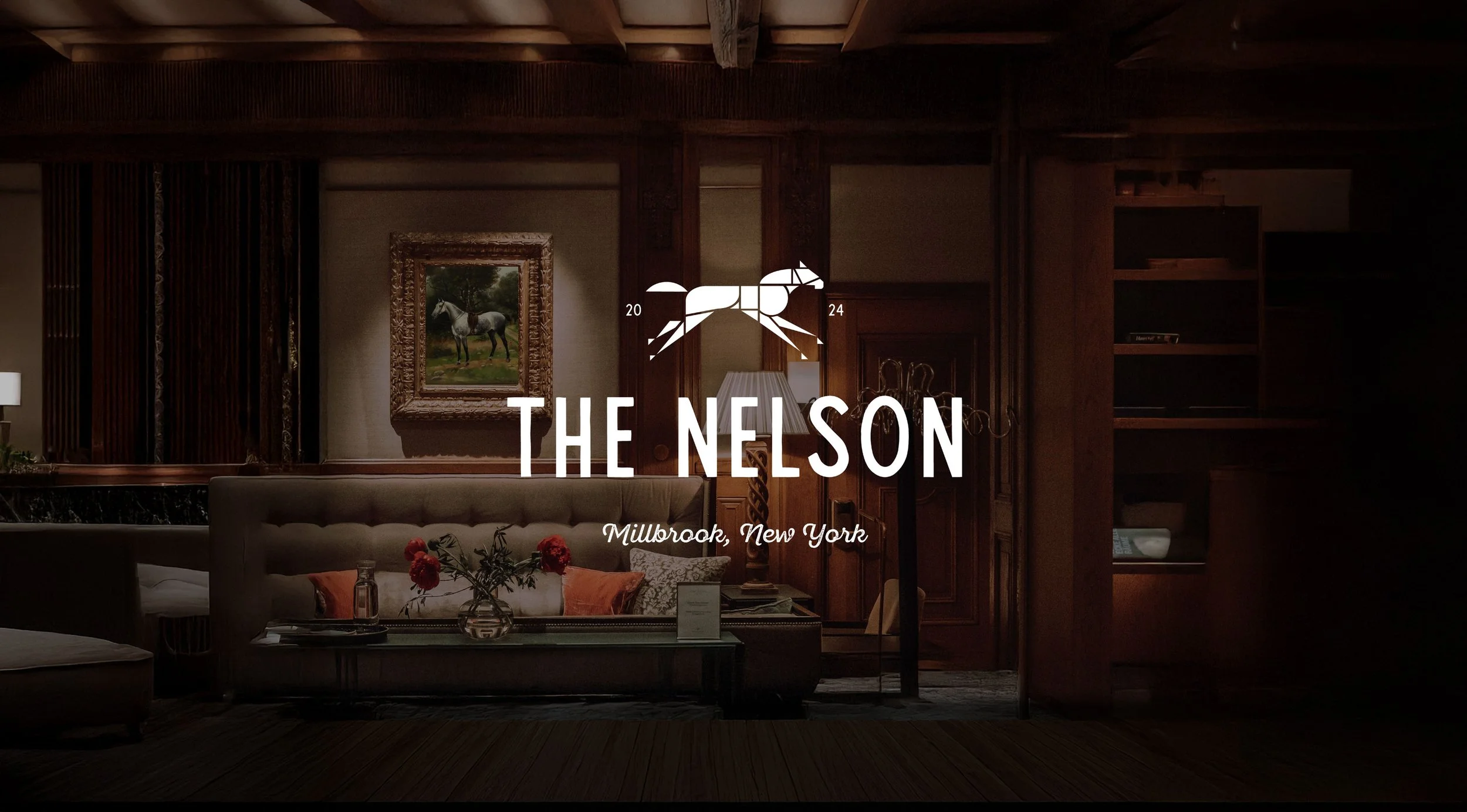 Horse logo for The Nelson Hotel in Millbrook, New York