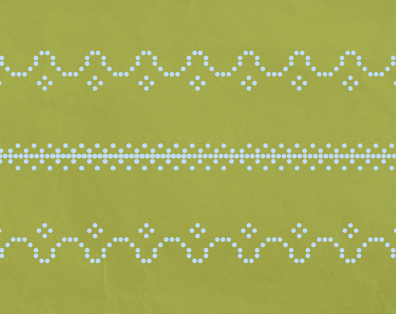 Pattern of white dotted lines and shapes on a green background.