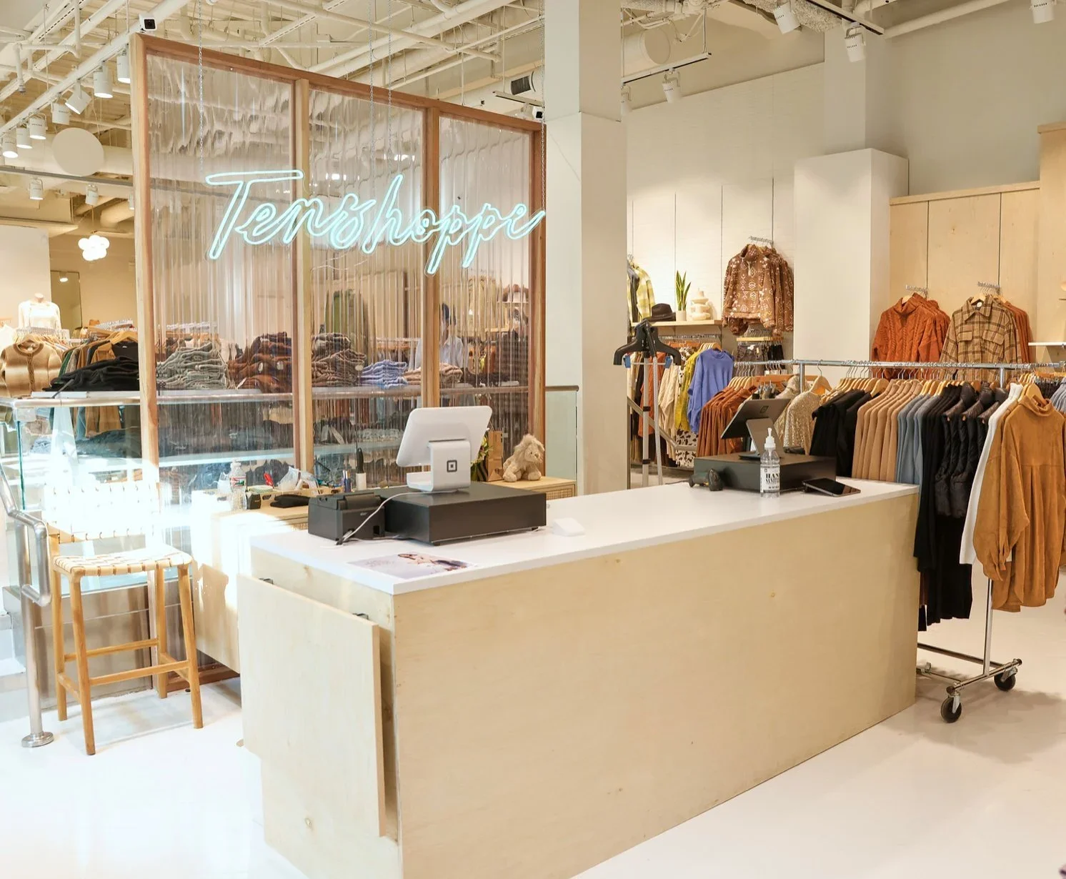 Interior of Tenshoppe clothing store