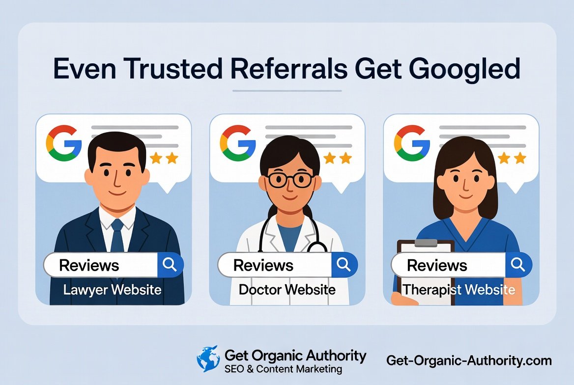 The Back-Pocket Search: Why Referrals Still Google Lawyers, Doctors, and Therapists Before They Call