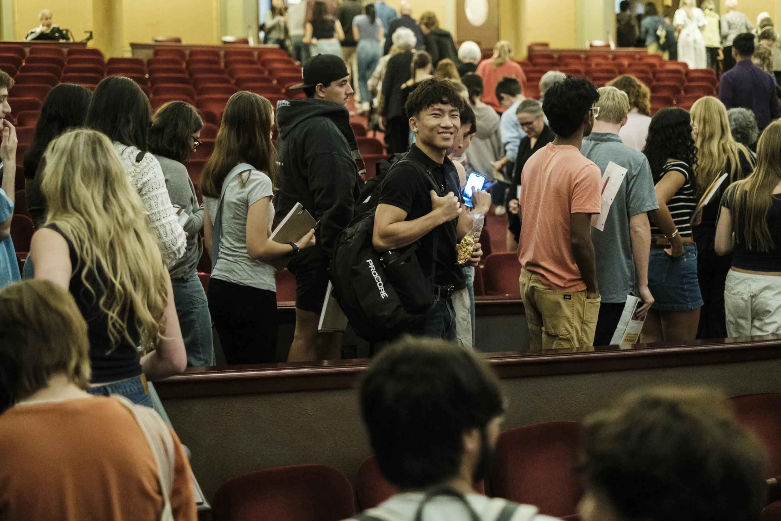 An audience member smiles as he leaves a concert by the Ann Arbor Symphony Orchestra