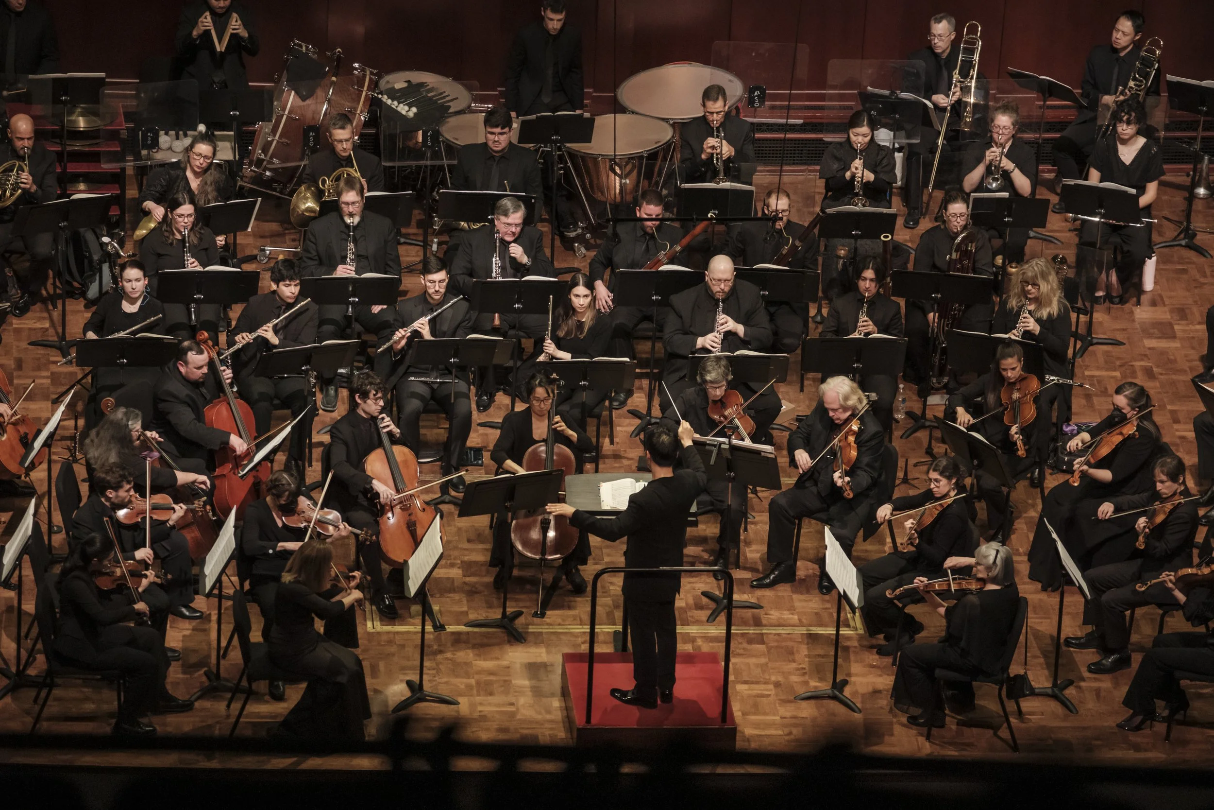 The Ann Arbor Symphony Orchestra on stage during a concert.