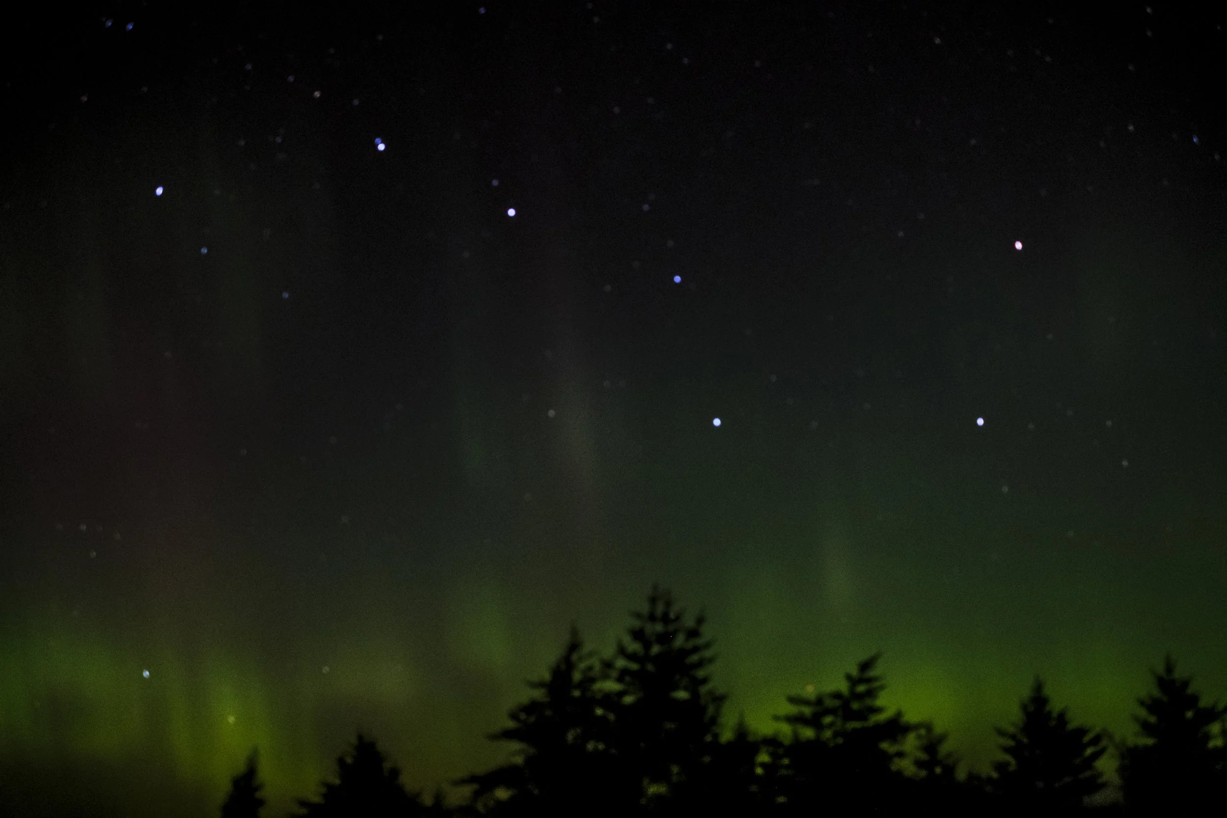 The Big Dipper constellation with northern lights in the Upper Peninsula of Michigan