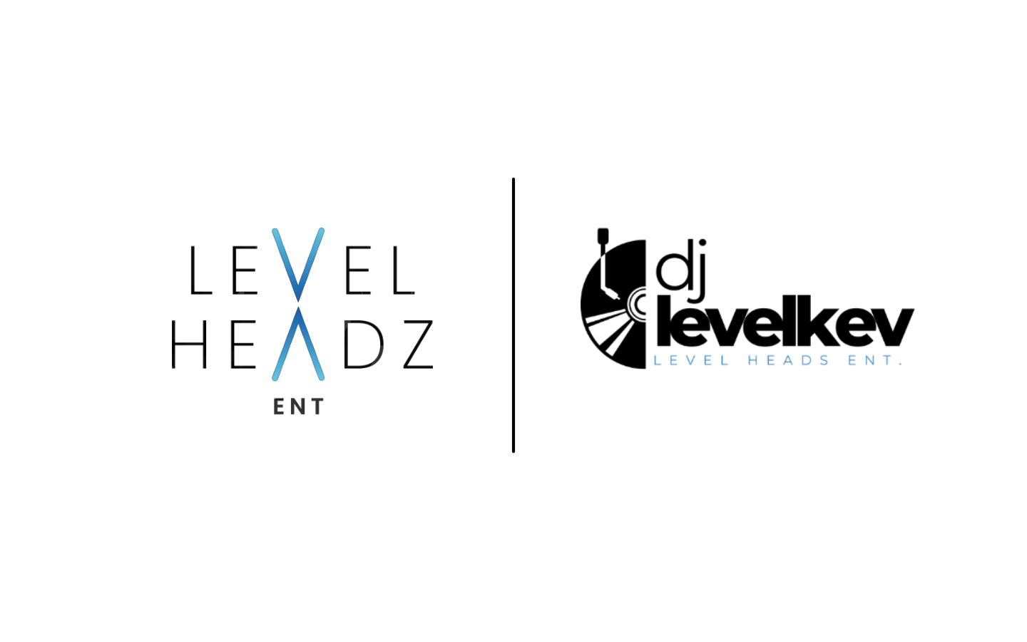 Logo for Level Heads Entertainment, featuring an abstract icon and stylized text.