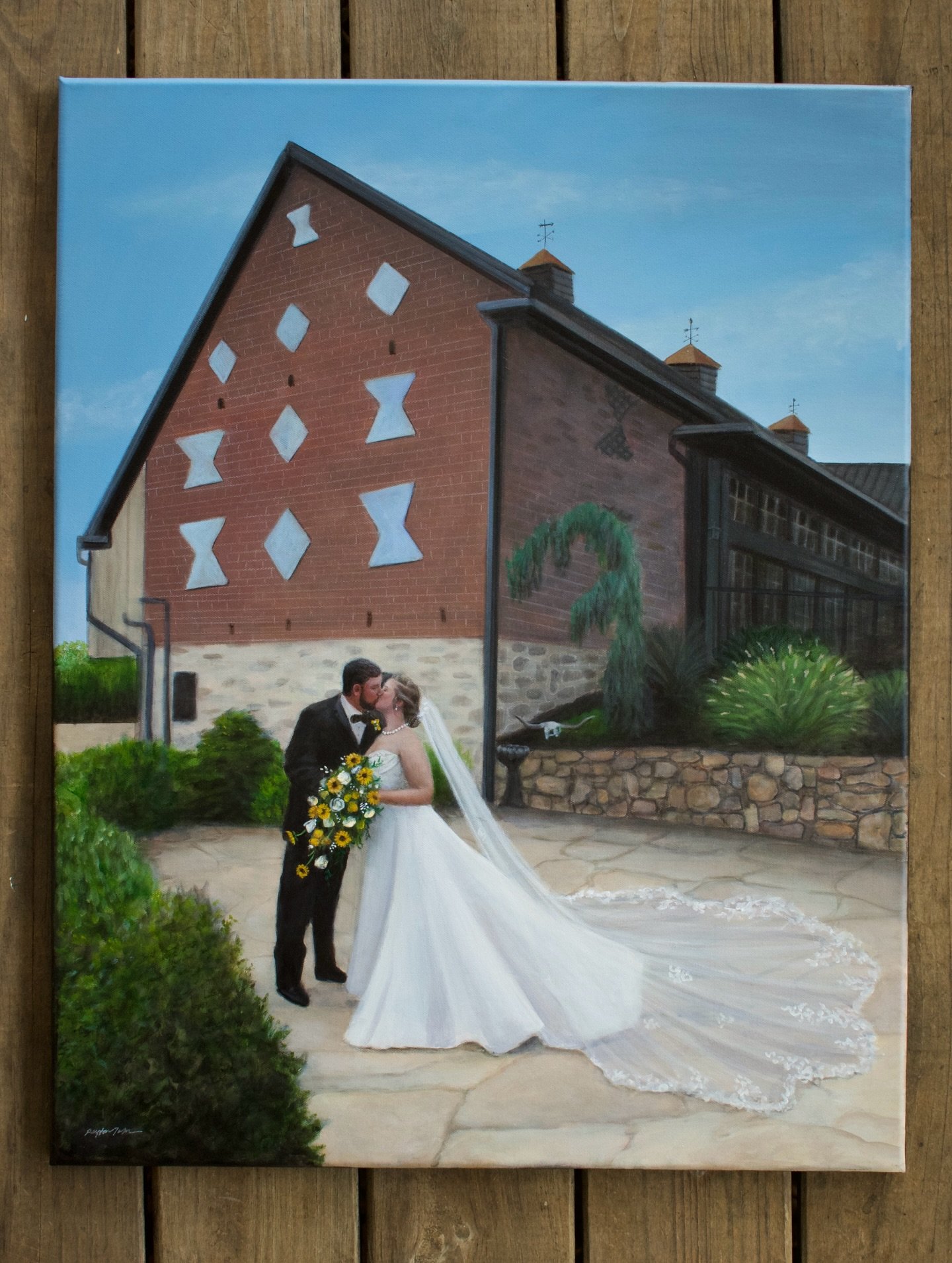 Live Wedding Painting 💒🎨
Alexis &amp; Brandon 🤍
22x28&rdquo; acrylic 🎨 
📍 Bentley Farms in York, PA
@bentleyfarmsyork 

#liveweddingpainter #liveweddingpainting #weddingpainter #weddingpainting #artist