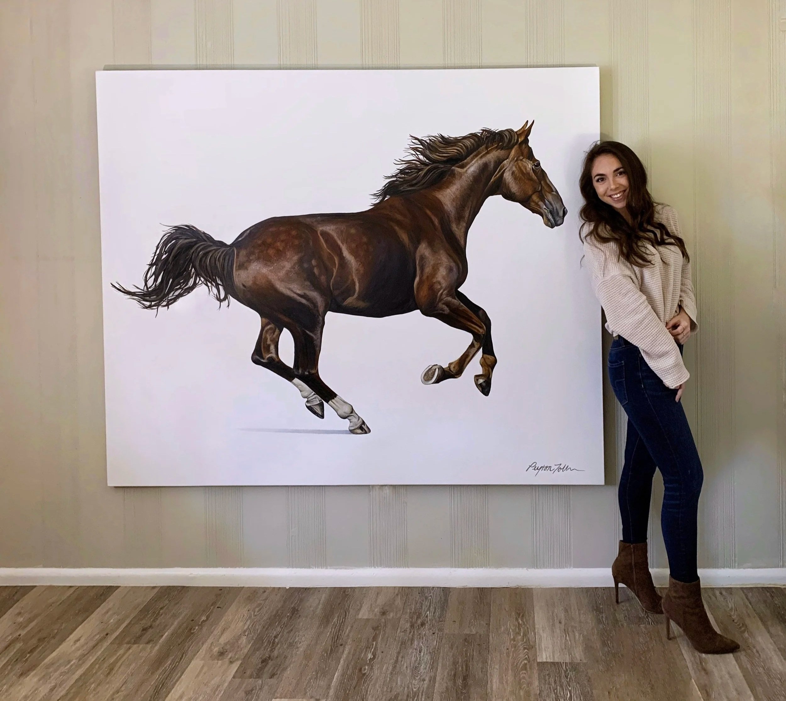 equine artist with large scale horse painting