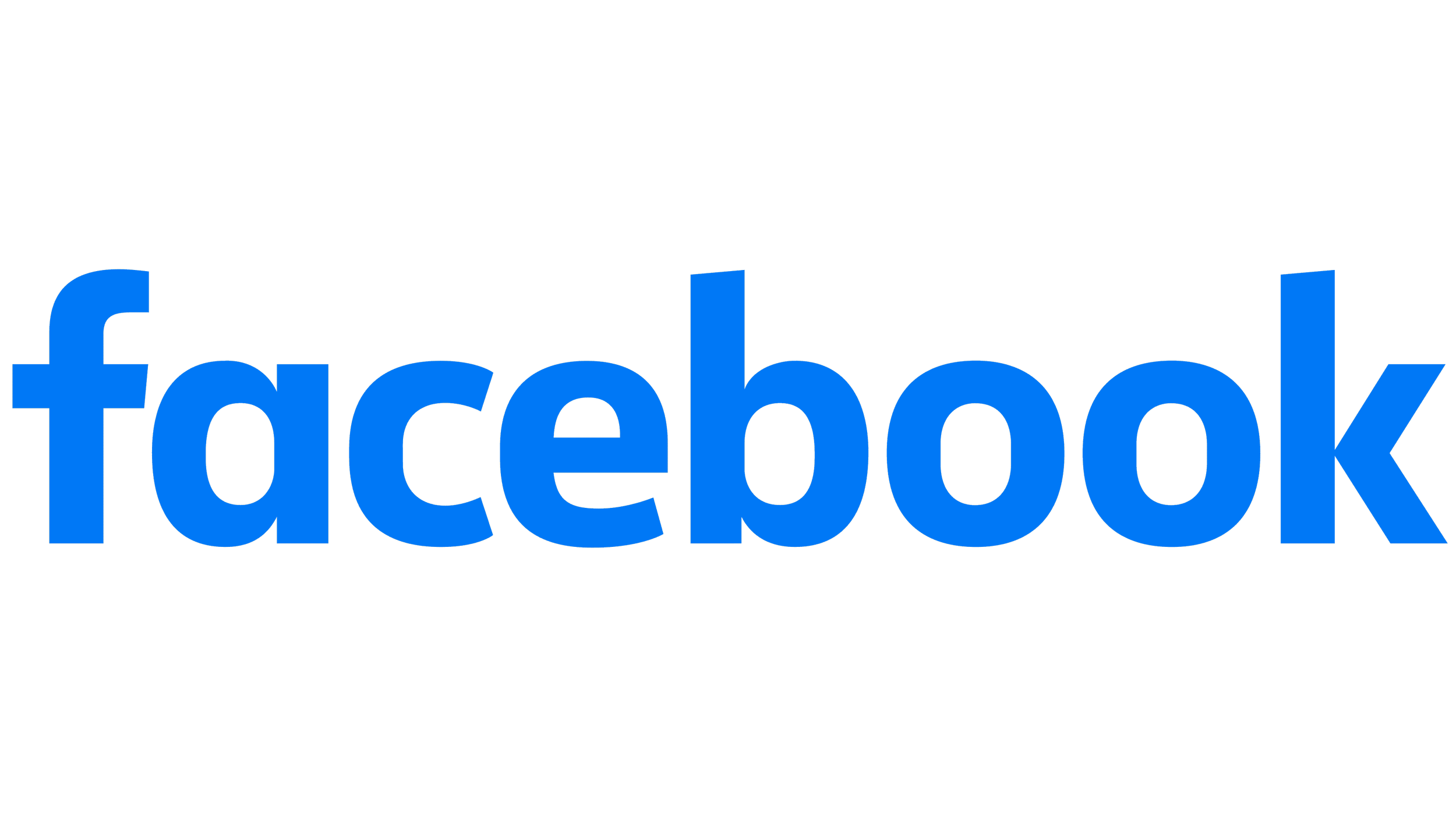 Facebook logo in blue text on a black background.