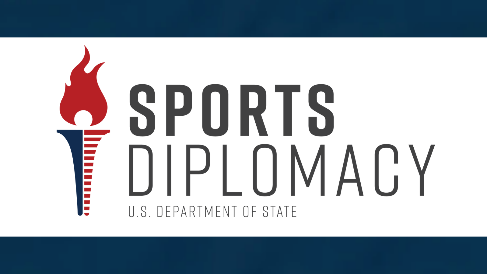 U.S. Department of State Sports Diplomacy logo with torch and flame graphic