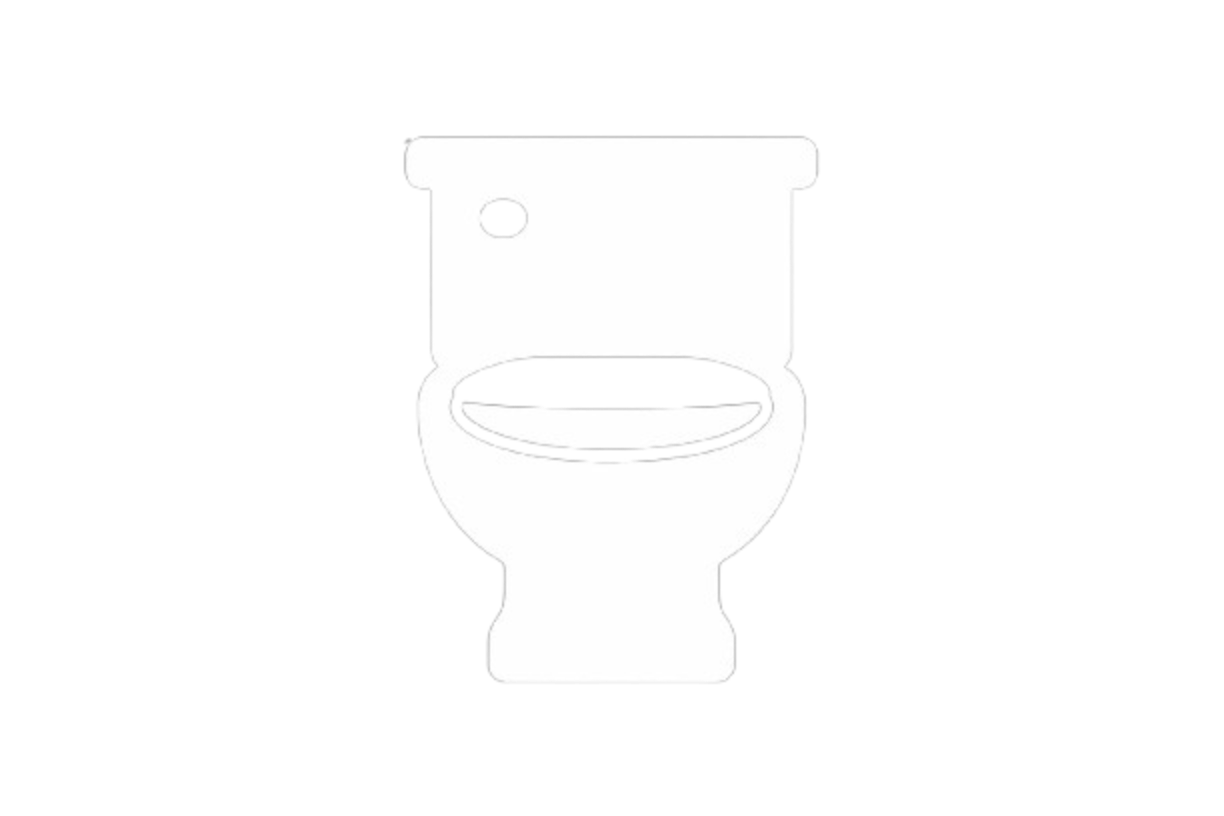 Black and white digital graphic of a toilet with a smiley face