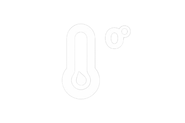 Thermometer icon with a 0 degrees Celsius label on a black background.