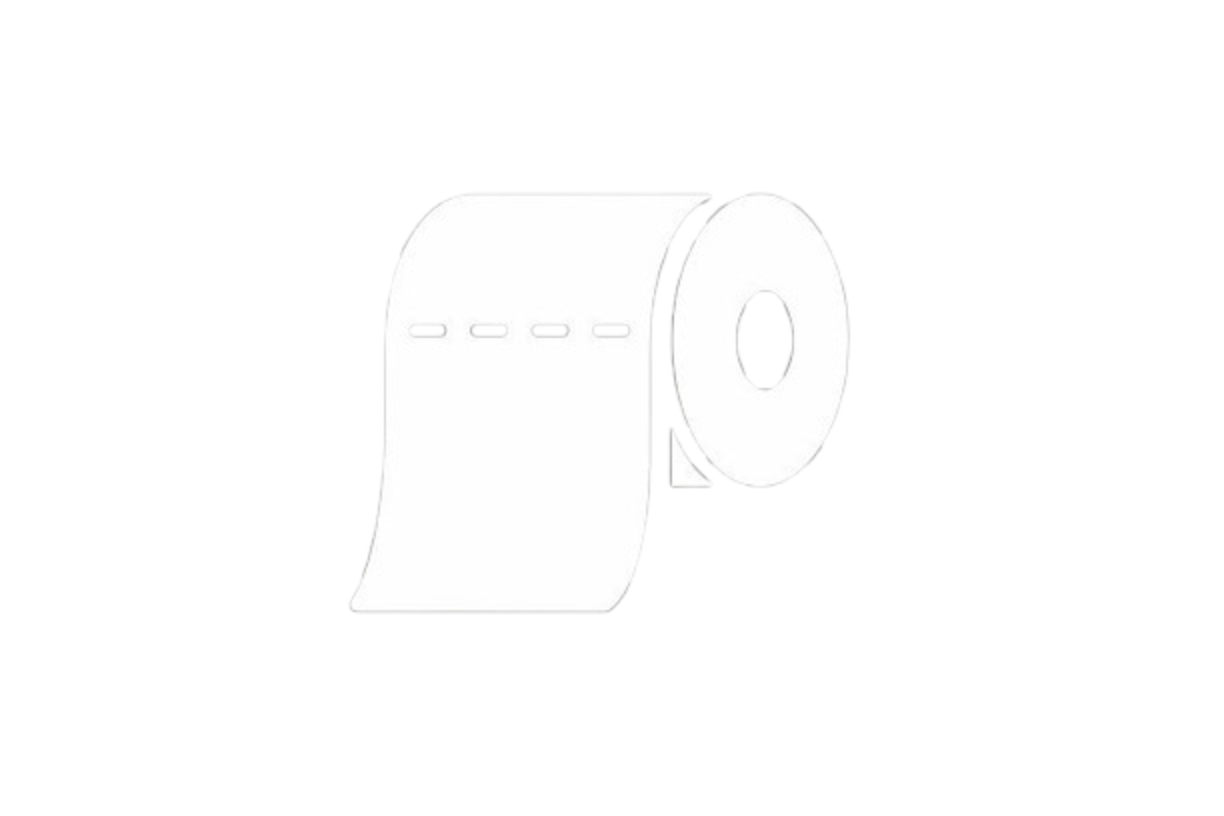 Illustration of a roll of toilet paper unspooling with a black background.