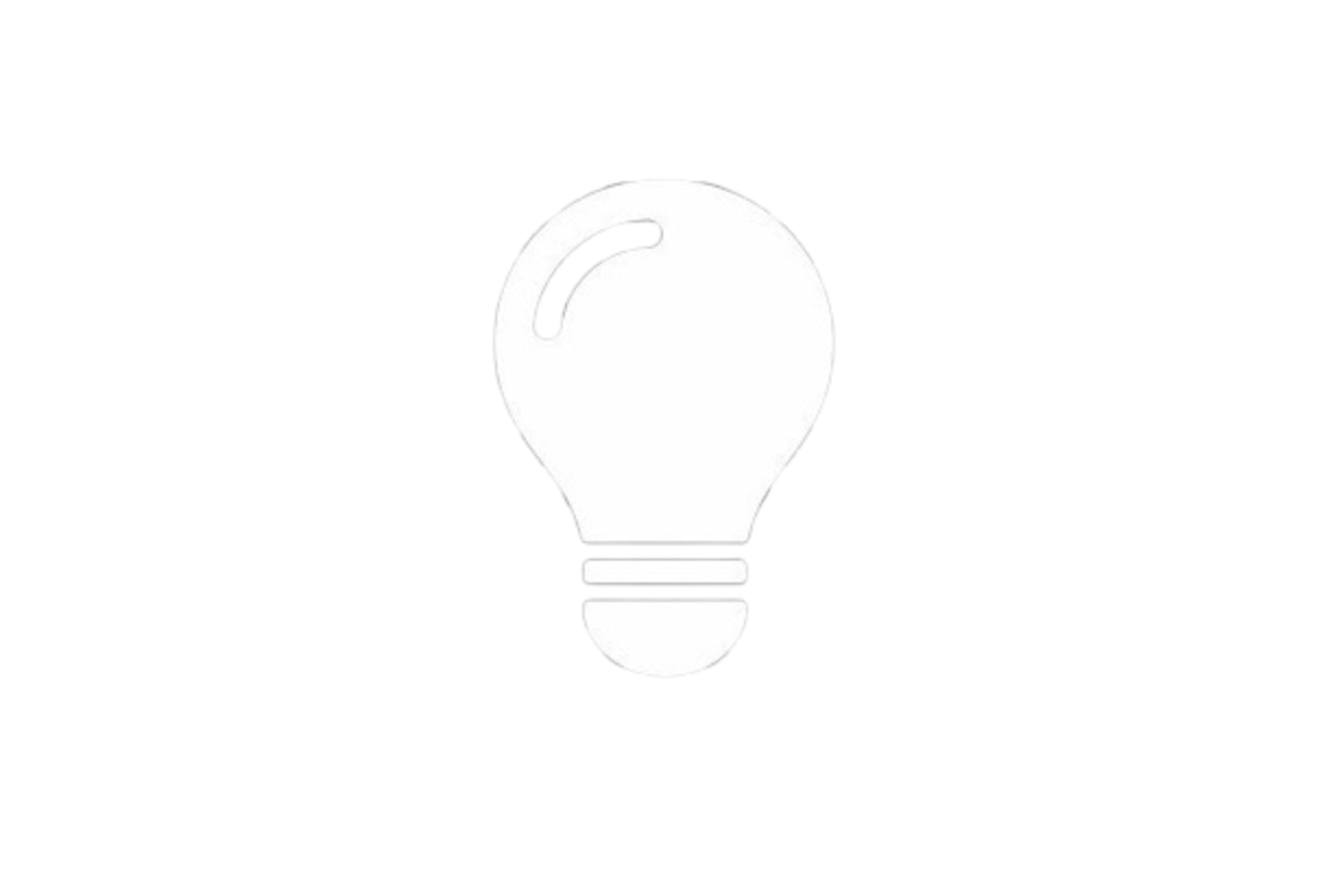 Black background with a white light bulb icon.