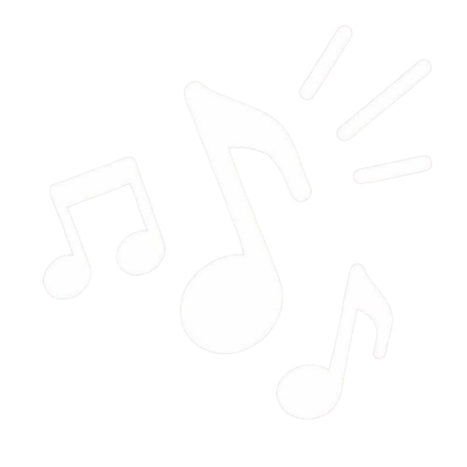 Music notes and lines radiating outward on a black background.