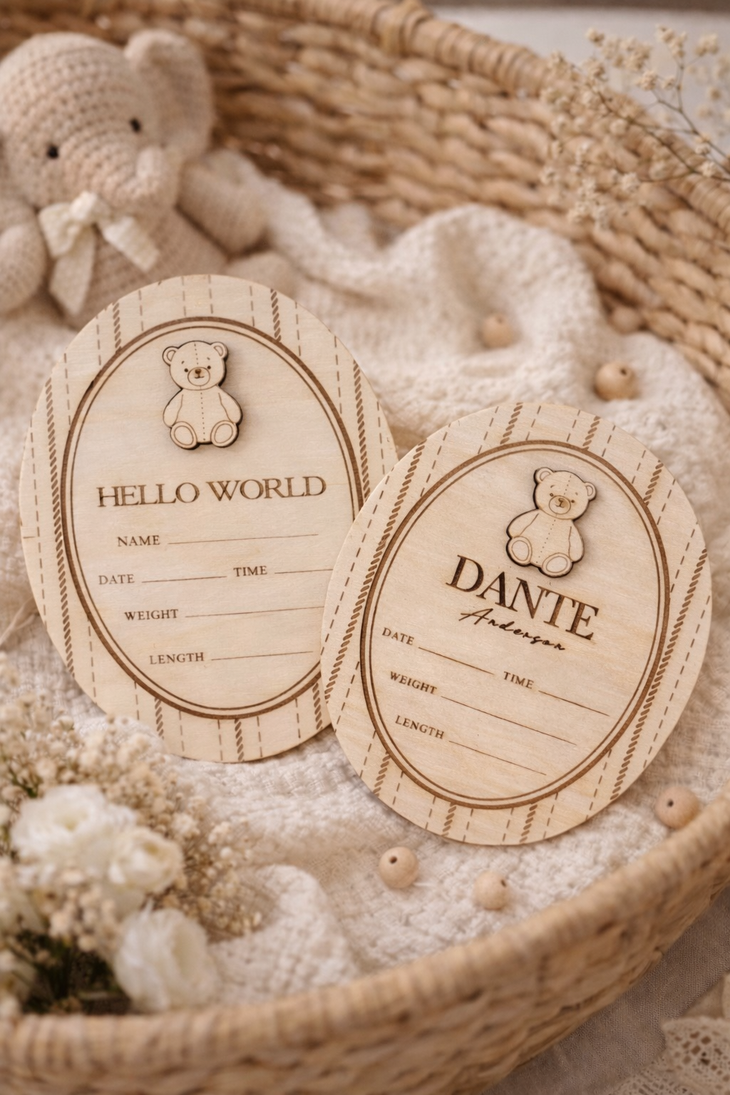 Heirloom Bear Birth Details Plaque