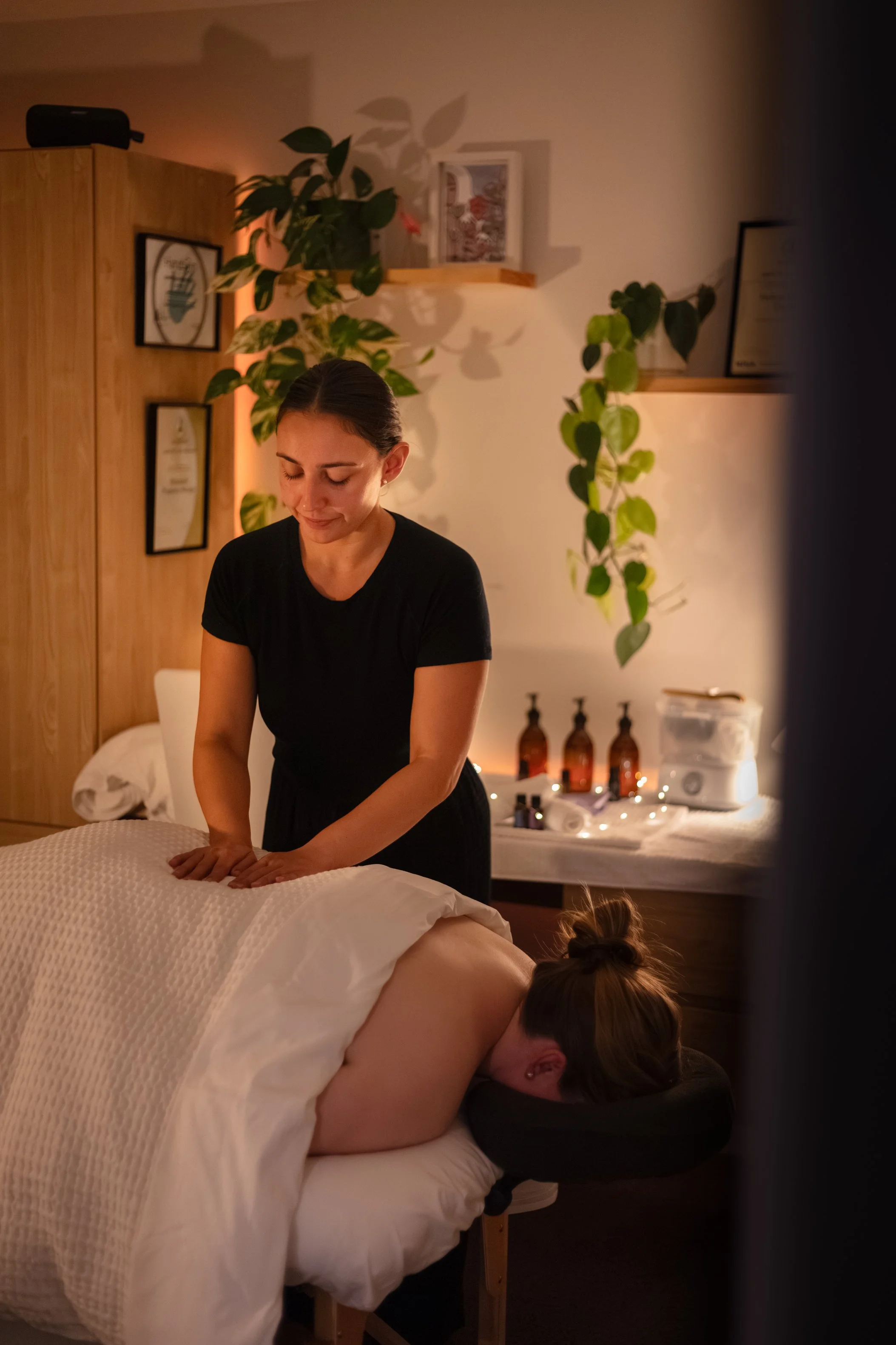 Luana performing holistic massage therapy at New Moon Wellness Christchurch