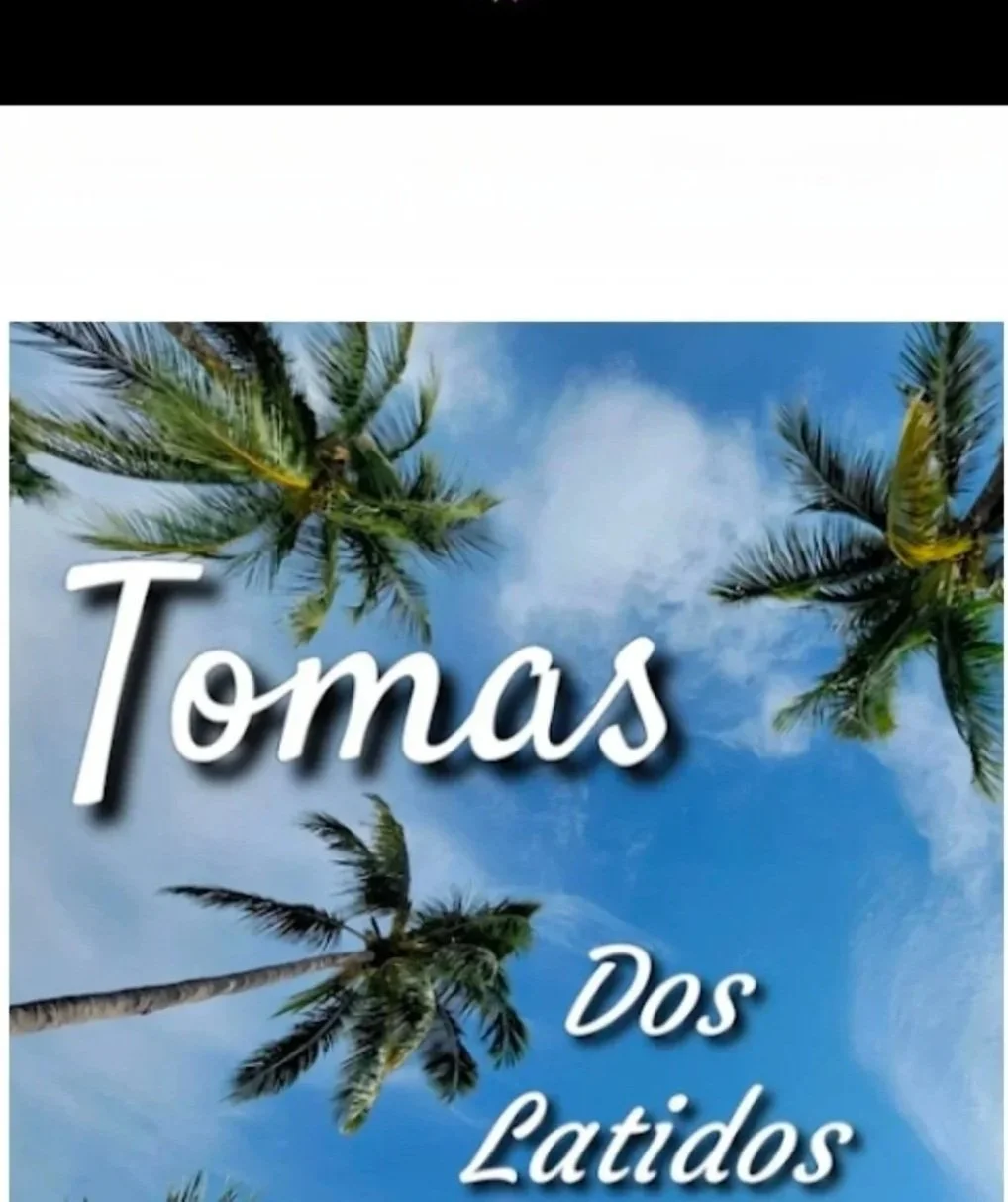 album cover titled 'Dos Latidos' by Tomas Rosas with a background of blue sky and palm trees.