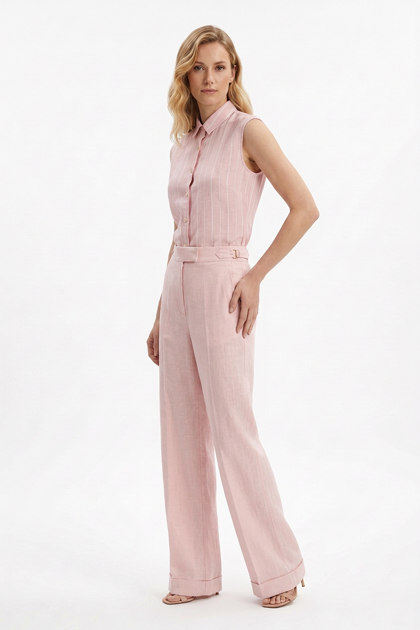 Rose Sleeveless Linen Shirt