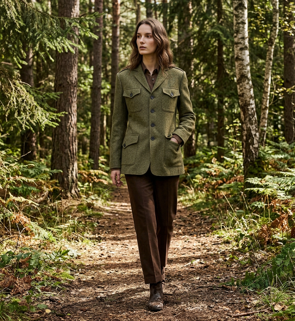 Capucine Wool Tweed Military Blazer