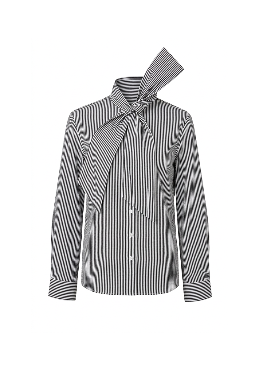 Lila Striped Bow Blouse