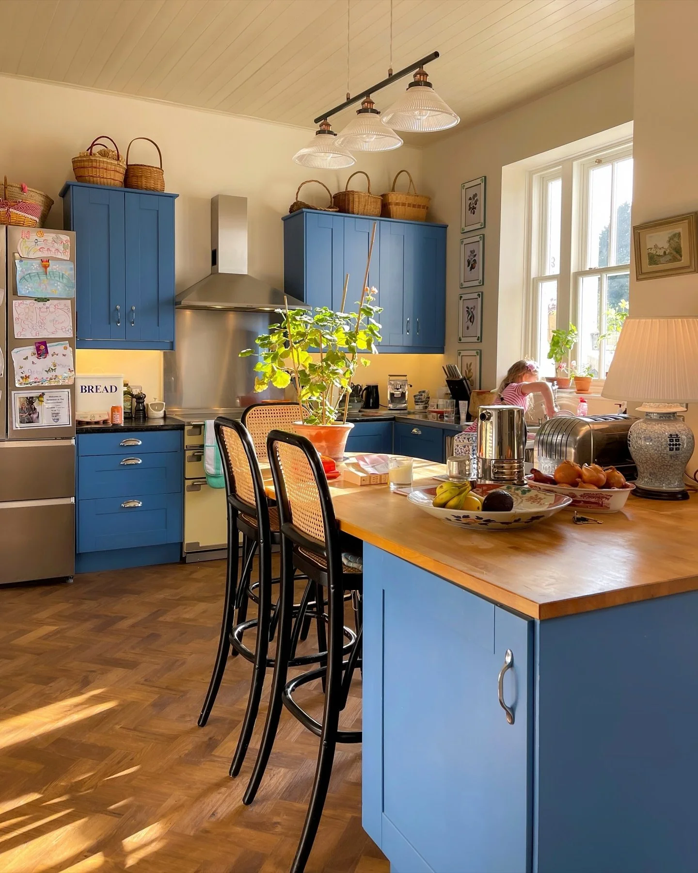 Our higgledy piggledy kitchen, just as it is, styled only by the rare appearance of the sun.
.
This happy little scene made me feel very grateful after what has been a rocky week. Ben, who is now home from hospital and finally on the mend, was sittin