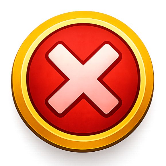Red circular button with a white X symbol in the center.