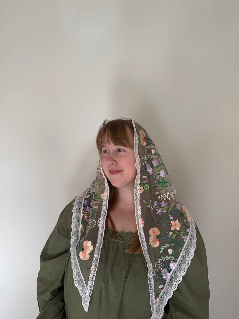 Garden of Gethsemane (floral triangle veil) only 1 available