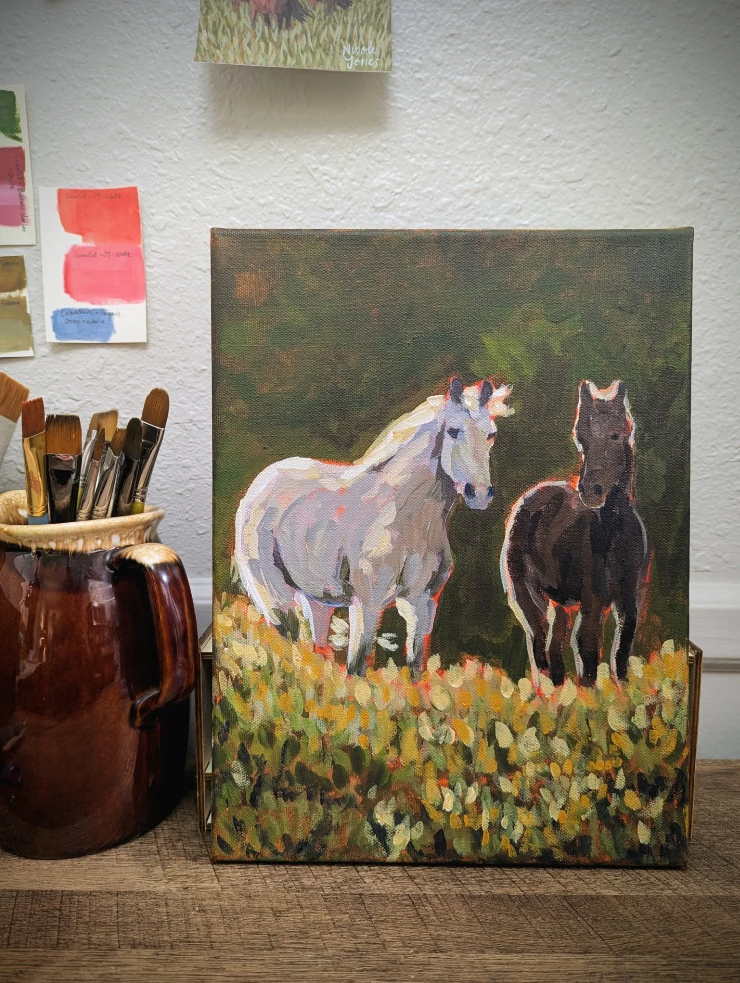I'm so in love with this painting! These horses remind me so much of my Sage and her mom Truly. It's such a beautiful experience to watch a horse grow up from their first day on earth. And even more special when that horse chooses you to be their rid