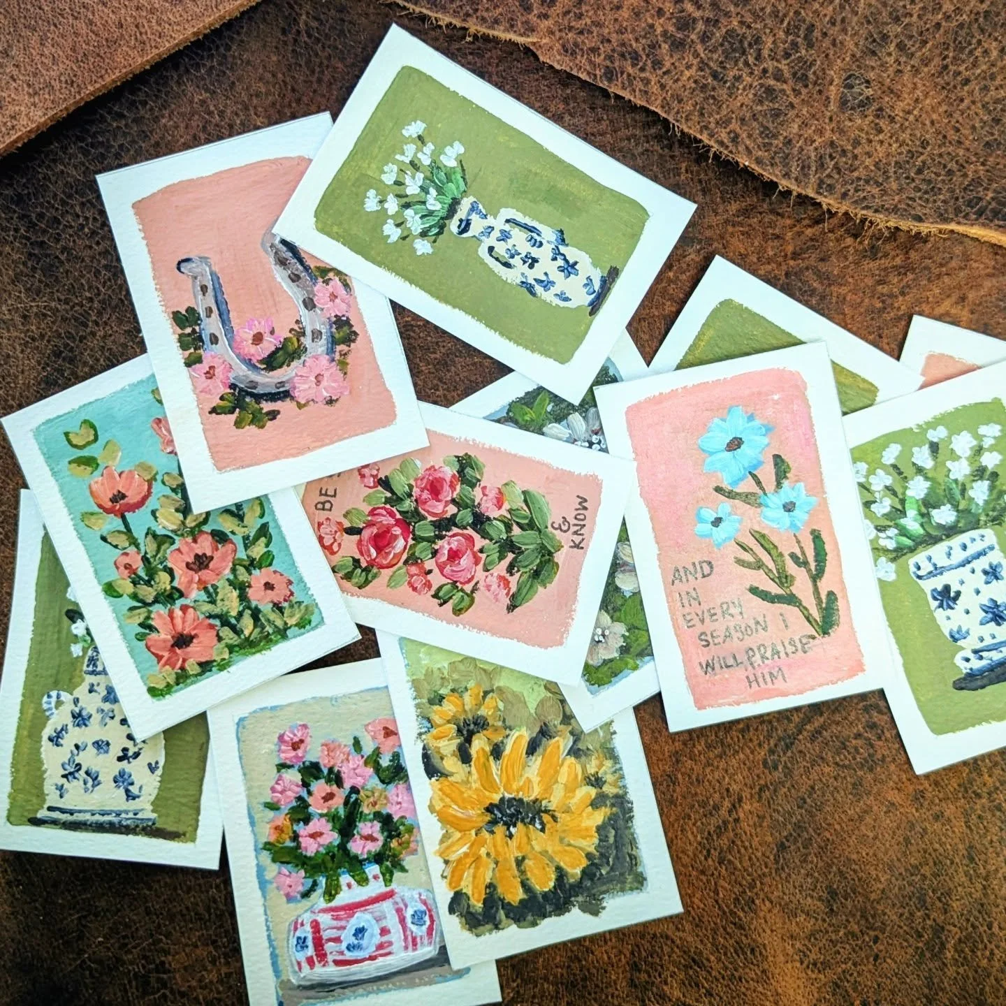 Mini original paintings! These are just some of what I'll have at my artist booth THIS SATURDAY! I'd love to see all of my supporters there! 
📍Main St, Travelers Rest on the Swamp Rabbit Trail
10a-3p No cost to Browse &amp; Stroll

If you like these