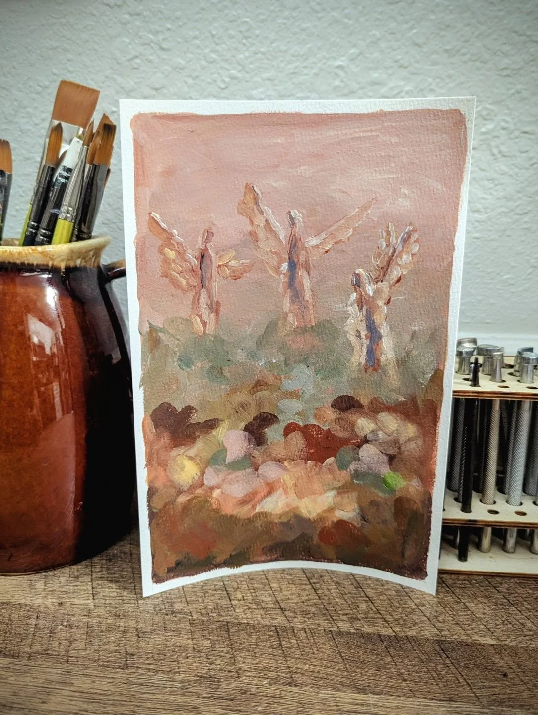 Trying something new with this one. Trying to stay alert to the images the Holy Spirit gives me. Hoping to create more art that will go in your home and inspire worship when you look at it. I want everything I do be in response to Who He is. 
"S