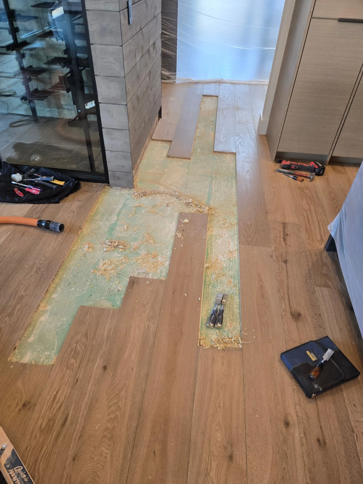 Glue down repair, board replacements