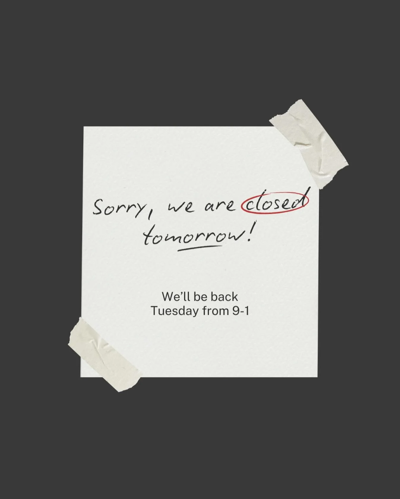 🚨PSA!!!🚨

The clubhouse will be CLOSED tomorrow (1/12). $3 admission Mondays will return next week (1/19). 

We&rsquo;ll see you back Tuesday (1/13) from 9-1!