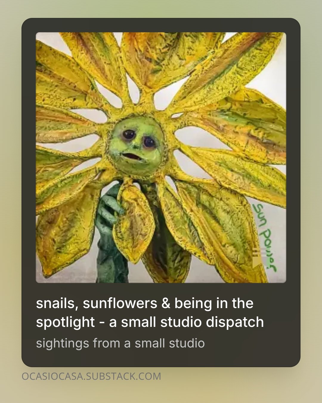 snails, sunflowers &amp; being in the spotlight - a small studio dispatch