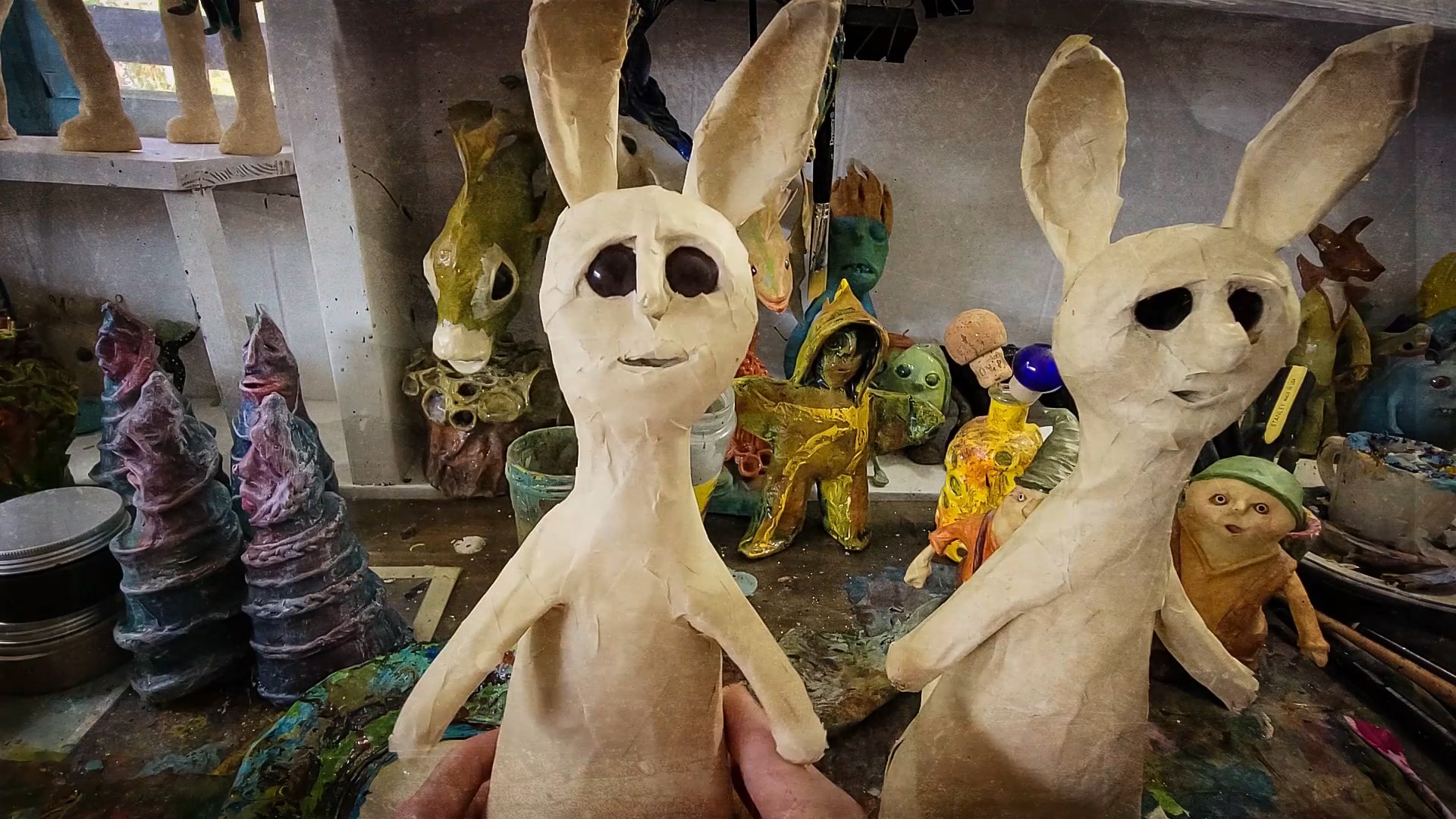 applying the glue to a sculpture